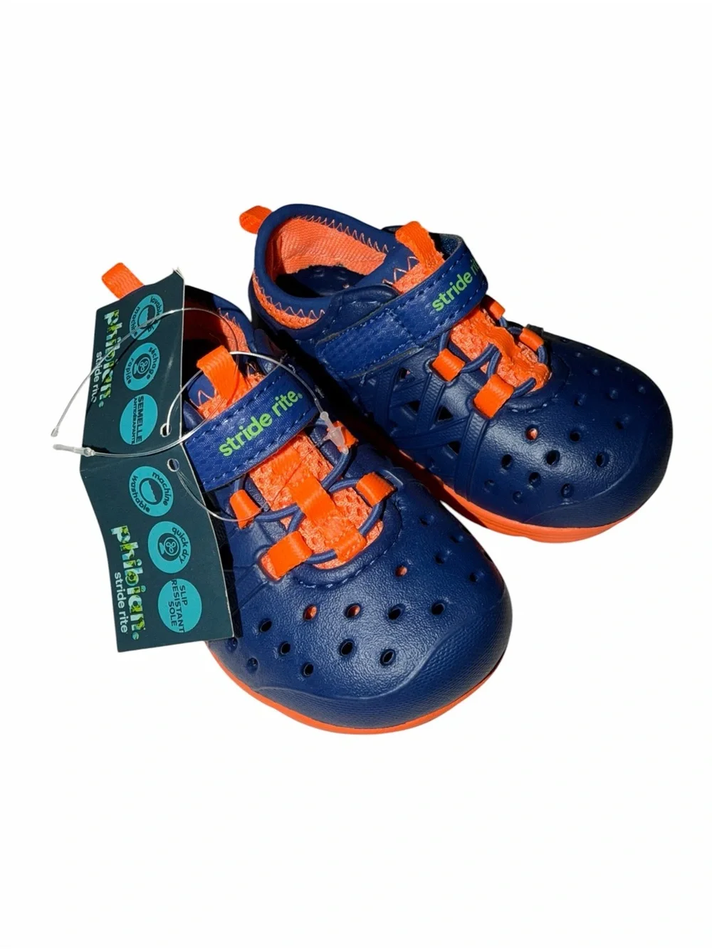 Stride Rite Navy Blue and Orange Kids Water Shoes